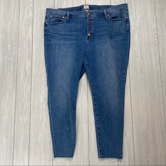 J. Crew Women's Denim 9 Inch Toothpick Button Fly Skinny Jeans Plus Size 37 - Picture 1 of 12
